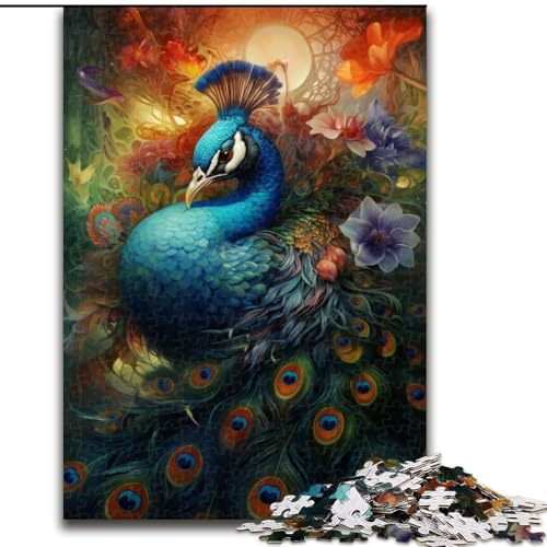 Puzzle Pfauenmalerei, Holzpuzzle für Erwachsene, Größe 50x75cm, Eltern, Partner, Freunde – ab 14 Jahren von LYXIANY