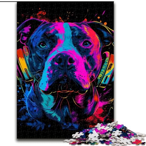 Puzzle Pitbull mit Kopfhörern, Holzpuzzle für Erwachsene, Größe 50x75cm, Eltern, Partner, Freunde – ab 14 Jahren Puzzle Pitbull mit Kopfhörern, Holzpuzzle für Erwachsene, Größe 50x75cm, Eltern, Partner, Freunde – ab 14 Jahren von LYXIANY