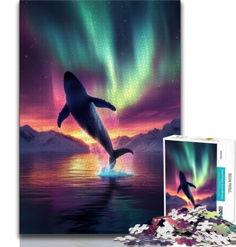 Puzzle Wale unter der Aurora, 1000 Teile, für Erwachsene und Jugendliche, zum Zeitvertreib im Urlaub, jedes Teil ist einzigartig – anspruchsvolles Familienspiel (50x75cm) von LYXIANY