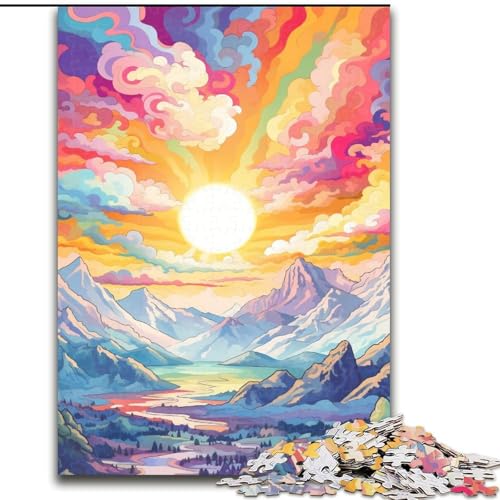 Puzzle für 1000 Teile, Berg mit bunten Sternen, Holzpuzzle für Erwachsene, Größe 50x75cm, anspruchsvolles Denkspiel – entspannendes Spielzeug für Teenager von LYXIANY