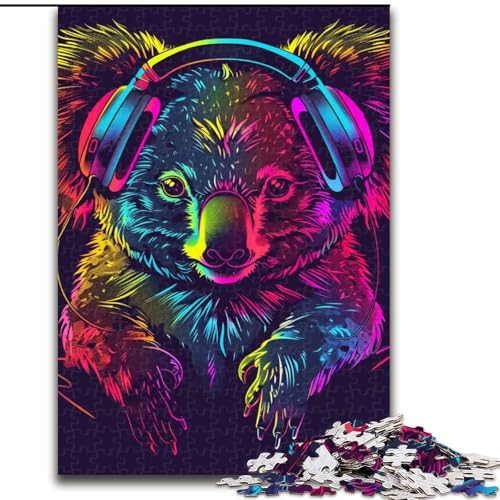 Puzzle für 1000 Teile, Koala mit Kopfhörern und Sonnenbrille, Holzpuzzle für Erwachsene, Größe 50x75cm, anspruchsvolles Denkspiel – entspannendes Spielzeug für Teenager von LYXIANY