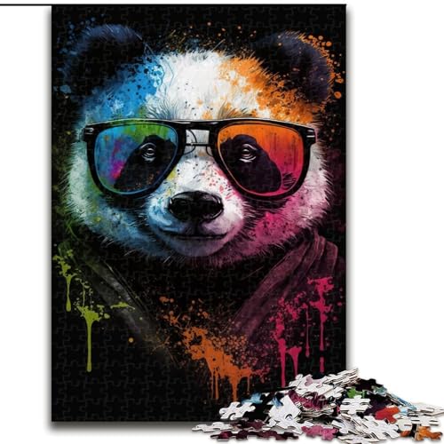 Puzzle für 1000 Teile, Panda mit Sonnenbrille, Holzpuzzle für Erwachsene, Größe 50x75cm, anspruchsvolles Denkspiel – entspannendes Spielzeug für Teenager von LYXIANY