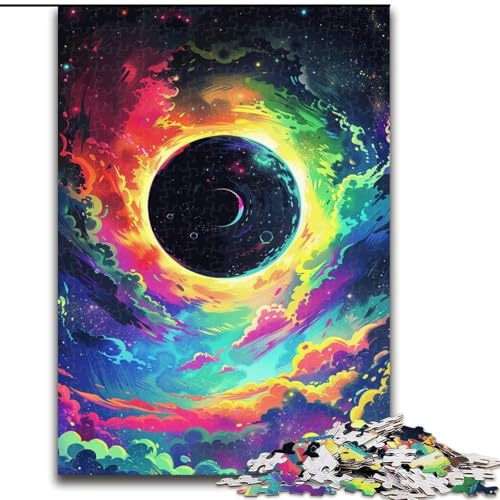 Puzzle für 1000 Teile, Regenbogenmond, farbenfrohes Weltraum-Holzpuzzle für Erwachsene, Größe 50x75cm, anspruchsvolles Denkspiel – entspannendes Spielzeug für Teenager von LYXIANY