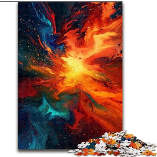 Puzzle für 1000 Teile, farbenfrohe Explosionsgalaxie, Holzpuzzle für Erwachsene, Größe 50x75cm, anspruchsvolles Denkspiel – entspannendes Spielzeug für Teenager von LYXIANY