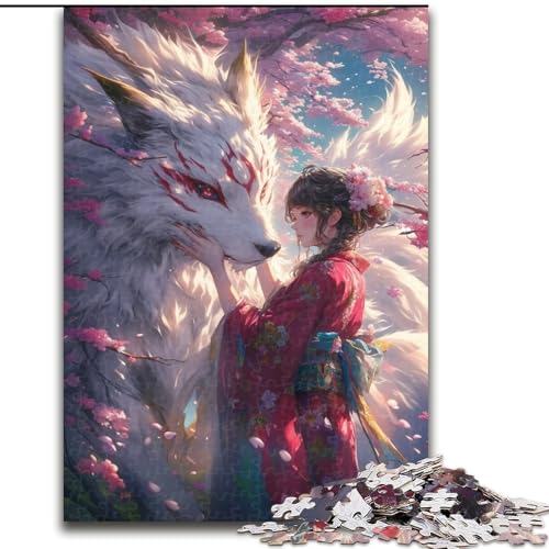 Puzzle für 1000 Teile Der Fuchs und das Mädchen, Holzpuzzle für Erwachsene, Größe 50x75cm, anspruchsvolles Denkspiel – entspannendes Spielzeug für Teenager von LYXIANY