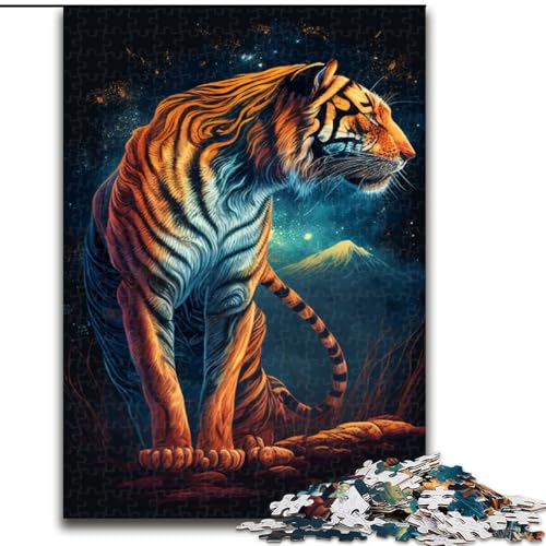 Puzzle für 1000 Teile EIN Tiger in der Nacht, Holzpuzzle für Erwachsene, Größe 50x75cm, anspruchsvolles Denkspiel – entspannendes Spielzeug für Teenager von LYXIANY