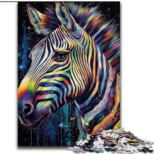 Puzzle für Erwachsene, 1000 Bunte Zebra-Puzzles aus Holz, anspruchsvolles Denkspiel für Teenager, interaktives Familienspiel, Größe 50x75cm von LYXIANY