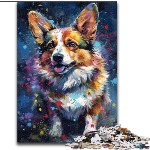 Puzzle für Erwachsene, 1000 Corgi-Hundemalerei, Holzpuzzles, Größe 50x75cm, Denksportspiel, interaktives Familienspiel, geeignet für Kinder ab 14 Jahren von LYXIANY