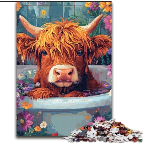 Puzzle für Erwachsene, 1000 Puzzles, Badezimmerhöhen, Kuh, Lernspielzeug, ganze Familie für und 14 Jahre alt (Größe 50x75cm) von LYXIANY