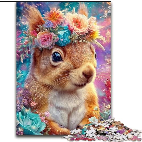 Puzzle für Erwachsene, 1000 Puzzles, Blumen, Eichhörnchen, Familienspiel, Stressabbau, schwierige Herausforderung, stärkt die Liebe zwischen Paaren (Größe 26x38cm) von LYXIANY