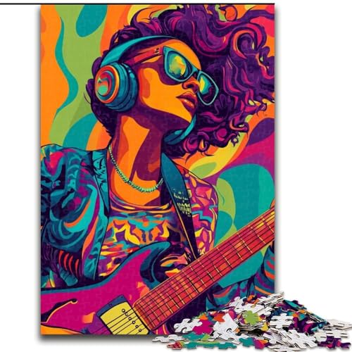Puzzle für Erwachsene, 1000 Puzzles, Gitarre Spielen, anspruchsvolles Spiel und Familienspiel, Wanddekoration, einzigartige Geburtstags (Größe 50x75cm) von LYXIANY