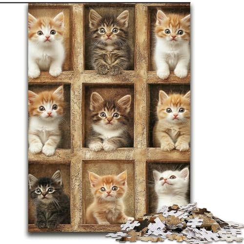 Puzzle für Erwachsene, 1000 Puzzles, Kätzchen-Collage, Lernspiele, Heimdekoration, Lernspiel für Geburtstag, Weihnachten (Größe 50x75cm) von LYXIANY