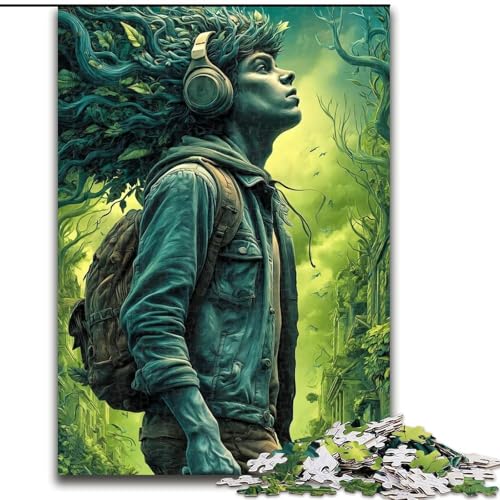 Puzzle für Erwachsene, 1000 Puzzles, Mädchen mit Kopfhörern, anspruchsvolles Denkspiel, Familienaktivität, Heimdekoration, (Größe 26x38cm) von LYXIANY