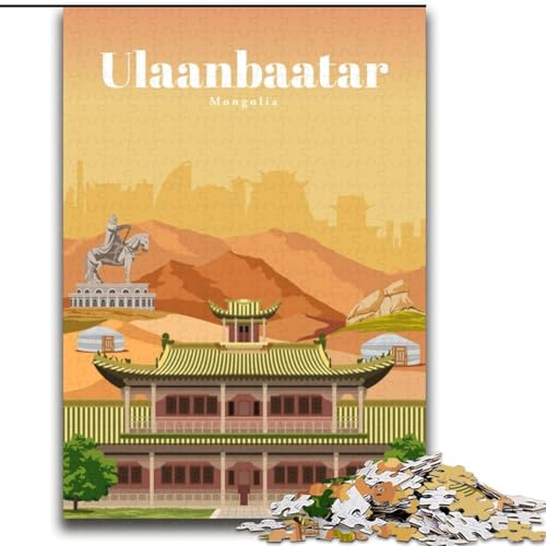 Puzzle für Erwachsene, 1000 Puzzles, Reise nach Ulaanbaatar, anspruchsvolles Spiel und Familienspiel, ganze Familie (38x52cm),1000 Teile von LYXIANY