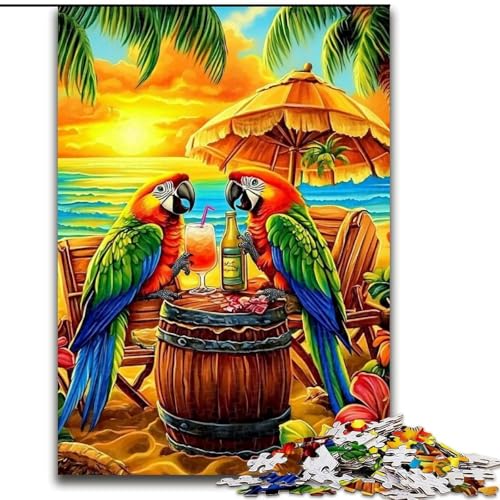 Puzzle für Erwachsene, 1000 Puzzles „Papagei im Urlaub“, aus Holz, perfekt für Heimdekoration, Geburtstage, Feiertage und Geschenke, Größe 50x75cm von LYXIANY