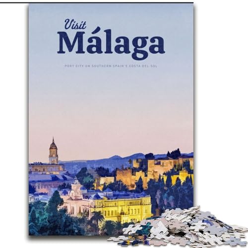 Puzzle für Erwachsene, 1000 Puzzleteile, Besuchen Sie Malaga, Familienspiel, Stressabbau, schwierige Herausforderung, Künstlersammlung, Bildende Kunst (26x38cm),1000 Teile von LYXIANY
