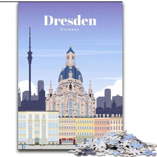 Puzzle für Erwachsene, 1000 Puzzleteile, Reise nach Dresden, anspruchsvolles Spiel und Familienspiel, ganze Familie (26x38cm),1000 Teile von LYXIANY