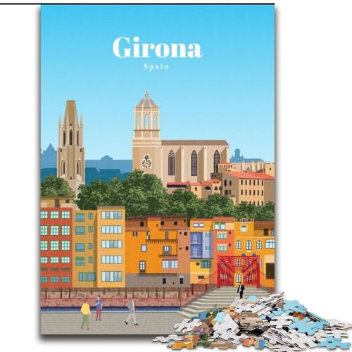 Puzzle für Erwachsene, 1000 Puzzleteile, Reise nach Girona, anspruchsvolles Spiel und Familienspiel, ganze Familie (50x75cm),1000 Teile von LYXIANY
