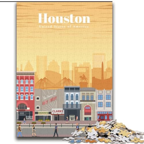 Puzzle für Erwachsene, 1000 Puzzleteile, Reise nach Houston, anspruchsvolles Spiel und Familienspiel, ganze Familie (38x52cm),1000 Teile von LYXIANY