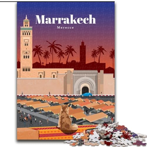 Puzzle für Erwachsene, 1000 Puzzleteile, Reise nach Marrakesch, anspruchsvolles Spiel und Familienspiel, ganze Familie (26x38cm),1000 Teile von LYXIANY