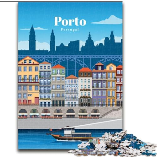 Puzzle für Erwachsene, 1000 Puzzleteile, Reise nach Porto, anspruchsvolles Spiel und Familienspiel, ganze Familie (50x75cm),1000 Teile von LYXIANY