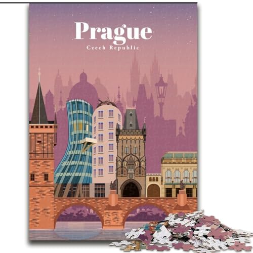 Puzzle für Erwachsene, 1000 Puzzleteile, Reise nach Prag, anspruchsvolles Spiel und Familienspiel, ganze Familie (50x75cm),1000 Teile von LYXIANY
