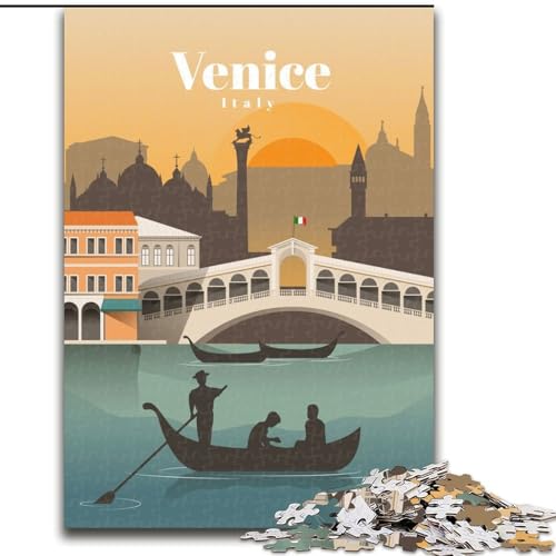 Puzzle für Erwachsene, 1000 Puzzleteile, Reise nach Venedig, anspruchsvolles Spiel und Familienspiel, ganze Familie (26x38cm),1000 Teile von LYXIANY