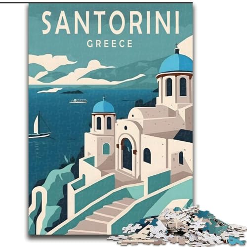 Puzzle für Erwachsene, 1000 Puzzleteile, Santorini, Griechenland, Reise, anspruchsvolles Spiel und Familienspiel, ganze Familie (50x75cm),1000 Teile von LYXIANY