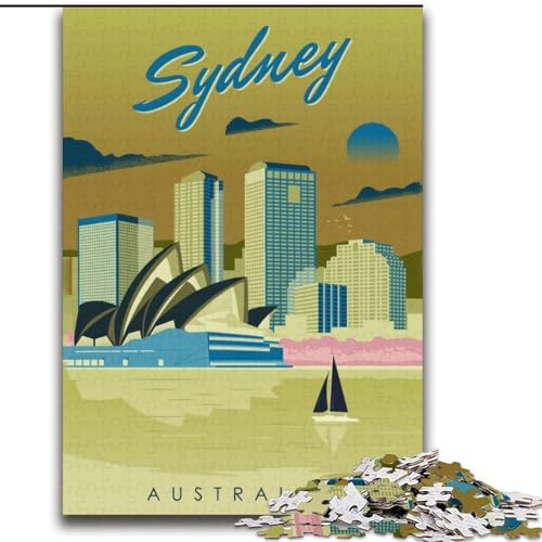 Puzzle für Erwachsene, 1000 Puzzleteile, Sydney, Australien, Reise, anspruchsvolles Spiel und Familienspiel mit passendem Poster und Quizblatt, 38x52cm Puzzle für Erwachsene, 1000 Puzzleteile, Sydney, Australien, Reise, anspruchsvolles Spiel und Familienspiel mit passendem Poster und Quizblatt, 38x52cm von LYXIANY