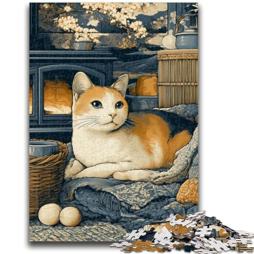 Puzzle für Erwachsene, 1000 Puzzleteile, schlafende Katze, geeignet für Kinder ab 14 Jahren, Familienspiele, tolles Geschenk für die ganze Familie, 50x75cm von LYXIANY