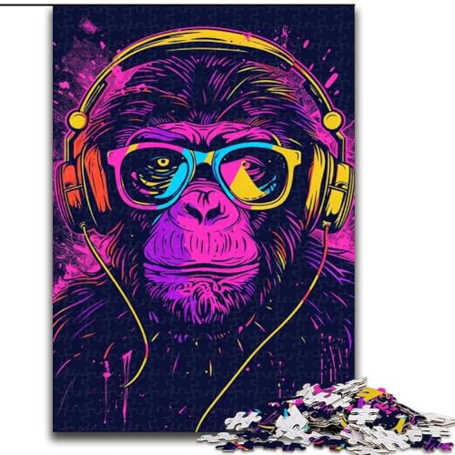 Puzzle für Erwachsene, 1000 Teile, AFFE mit Kopfhörern und Sonnenbrille, 1000-teiliges Puzzle, Spaß für die ganze Familie, Basteln, perfekt für Geburtstage, Feiertage, Größe 50x75cm von LYXIANY