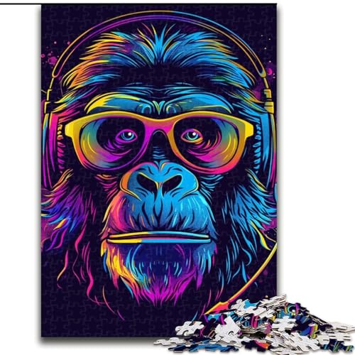 Puzzle für Erwachsene, 1000 Teile, AFFE mit Kopfhörern und Sonnenbrille, 1000-teiliges Puzzle, Spaß für die ganze Familie, Basteln, perfekt für Geburtstage, Feiertage, Größe 50x75cm von LYXIANY