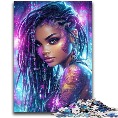 Puzzle für Erwachsene, 1000 Teile, Afroamerikanische Frau, hilft dem Gehirn, süchtig machendes Spielzeug zu trainieren, um Geduld zu fördern, EIN Kunstwerk, 38x26cm von LYXIANY