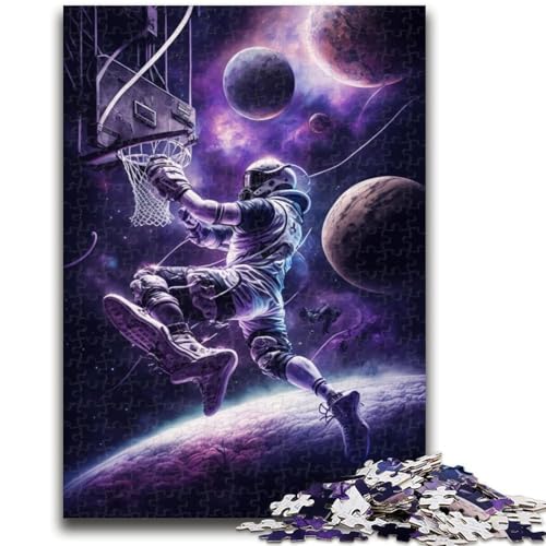 Puzzle für Erwachsene, 1000 Teile, Astronauten Spielen Basketball, anspruchsvolles Spiel und Familienspiel, Wichtelgeschenke, 50x75cm von LYXIANY