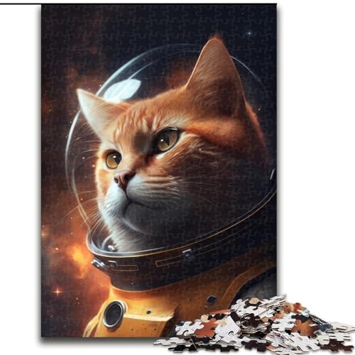 Puzzle für Erwachsene, 1000 Teile, Astronautenkatze, Holzpuzzle für Erwachsene, Größe 50x75cm, anspruchsvolles Denkspiel – entspannendes Spielzeug für Teenager von LYXIANY