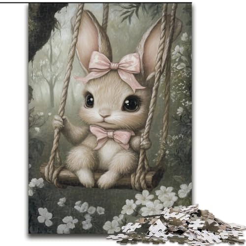 Puzzle für Erwachsene, 1000 Teile, Baby-Häschen auf der Schaukel, dekomprimierendes intellektuelles Lernspielzeug, Lernspiel für Geburtstag, Weihnachten, 50x75cm von LYXIANY