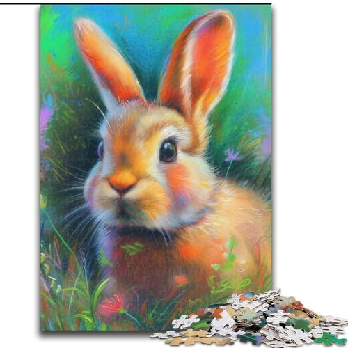 Puzzle für Erwachsene, 1000 Teile, Baby-Häschen in den Blumen, geeignet für Kinder ab 14 Jahren, tolles Wohndekor-Angebot als Geschenk für die ganze Familie (Größe 50x75cm) von LYXIANY