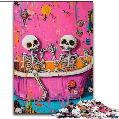 Puzzle für Erwachsene, 1000 Teile, Badezimmerskelett, Herausforderung für die Gehirnintelligenz, süchtig machendes Spielzeug, Geburtstagsgeschenk, Geschenke, Wandkunst (Größe 26x38cm) von LYXIANY