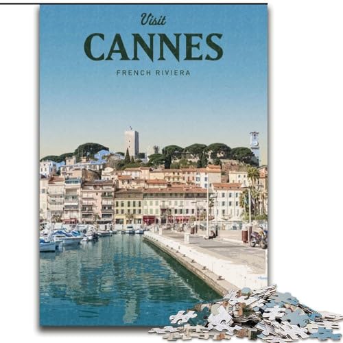 Puzzle für Erwachsene, 1000 Teile, Besuchen Sie Cannes, pädagogisches Familienspiel mit vollständig ineinandergreifenden, zufällig geformten Teilen (50x75cm),1000 Stück von LYXIANY