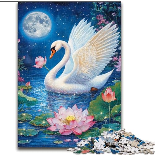 Puzzle für Erwachsene, 1000 Teile, Blumen, Schwan, für Lernspiele, Herausforderungsspielzeug, zur Verbesserung des Gedächtnisses, für Kinder ab 14 Jahren (Größe 50x75cm) von LYXIANY