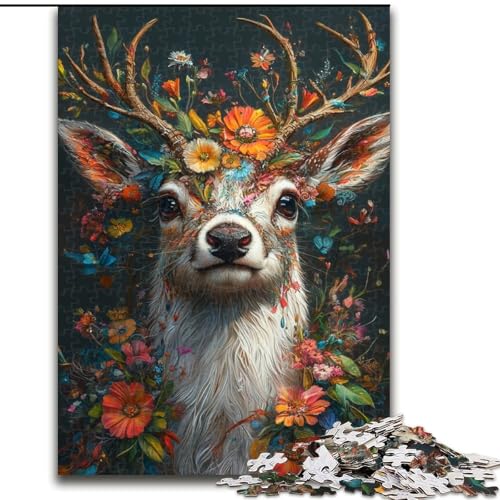 Puzzle für Erwachsene, 1000 Teile, Blumen- und Hirsch-Puzzle aus Karton, anspruchsvolles Denkspiel für Teenager, Spaß für den Spieleabend mit der Familie, Größe 26X38cm Puzzle für Erwachsene, 1000 Teile, Blumen- und Hirsch-Puzzle aus Karton, anspruchsvolles Denkspiel für Teenager, Spaß für den Spieleabend mit der Familie, Größe 26X38cm von LYXIANY
