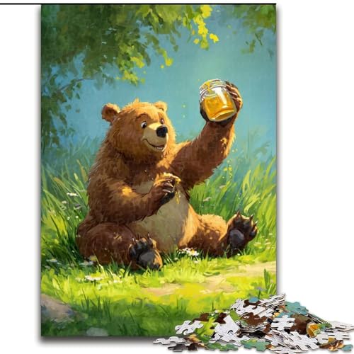 Puzzle für Erwachsene, 1000 Teile, Braunbär isst Honig, Puzzle aus Holz, anspruchsvolles Denkspiel für Teenager, Familienspaß, interaktives Spiel, Größe 50x75cm Puzzle für Erwachsene, 1000 Teile, Braunbär isst Honig, Puzzle aus Holz, anspruchsvolles Denkspiel für Teenager, Familienspaß, interaktives Spiel, Größe 50x75cm von LYXIANY