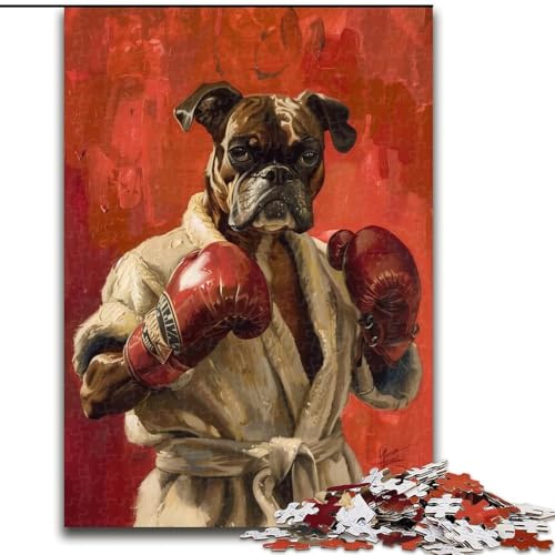 Puzzle für Erwachsene, 1000 Teile, Bulldoggen-Boxen, Familienspiel, Stressabbau, schwierige Herausforderung, geeignet für Paare, 26x38cm von LYXIANY