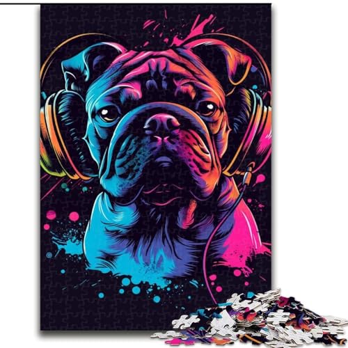 Puzzle für Erwachsene, 1000 Teile, Bulldoggen-DJ mit Kopfhörern, Puzzlegröße 38x26cm, anspruchsvolles Denkspiel für Teenager, unterhaltsames interaktives Spiel für die ganze Familie von LYXIANY