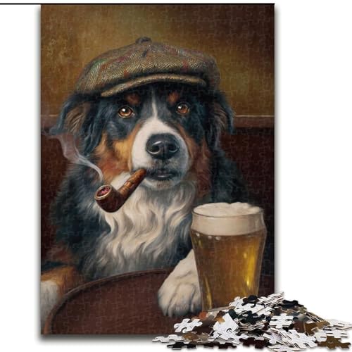 Puzzle für Erwachsene, 1000 Teile, Bullmastiff-Hund, rauchend, Elefantenspielzeug, Denkspiel, Geburtstagsgeschenk, Geschenke, Wandkunst, für Kinder ab 14 Jahren (Größe 26x38cm) von LYXIANY
