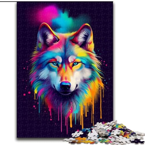 Puzzle für Erwachsene, 1000 Teile, Bunte Wolfsköpfe, Holzpuzzle, Größe 50x75cm, ideal für Familienspaß, Entspannung Puzzle für Erwachsene, 1000 Teile, Bunte Wolfsköpfe, Holzpuzzle, Größe 50x75cm, ideal für Familienspaß, Entspannung von LYXIANY
