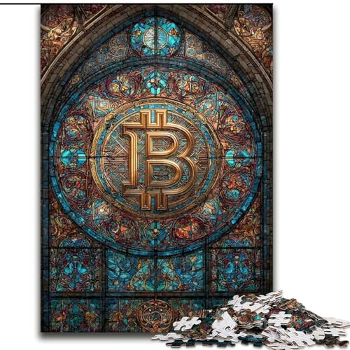 Puzzle für Erwachsene, 1000 Teile, Buntglas-Bitcoin-Puzzle, perfekt für Teenager und Familienspaß, Geburtstag (Größe 26x38cm) von LYXIANY