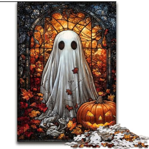 Puzzle für Erwachsene, 1000 Teile, Buntglas-Halloween-Puzzle für Teenager, Lernspiele für die ganze Familie, Heimdekoration, Geschenk (Größe 50x75cm) von LYXIANY