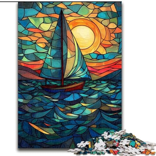 Puzzle für Erwachsene, 1000 Teile, Buntglas-Segelboot, Denkspiel, Lernspiel für Geburtstag, Weihnachten, für 14-Jährige, 50x75cm Puzzle für Erwachsene, 1000 Teile, Buntglas-Segelboot, Denkspiel, Lernspiel für Geburtstag, Weihnachten, für 14-Jährige, 50x75cm von LYXIANY