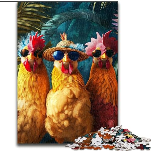 Puzzle für Erwachsene, 1000 Teile, DREI Hähne, Spielzeug, Lernspiele, Stressabbau, tolle Geschenke und Spielzeuge, 26x38cm von LYXIANY